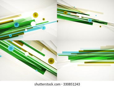 Conjunto de coloridos fondos abstractos. Sobreposición de las líneas rectas de color sobre el fondo de la luz con efectos de arte