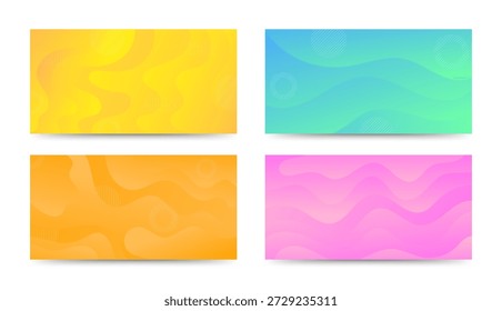 Set of colorful abstract backgrounds with smooth gradient waves.