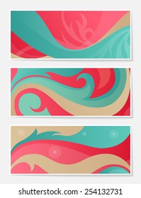 Set of colorful abstract backgrounds with waves and swirls for website, banners or identity.