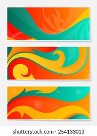 Set of colorful abstract backgrounds with waves and swirls for website, banners or identity.