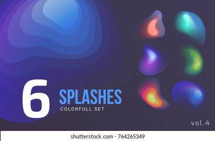 Set of colorful abstract blend shapes. Vector Illustration