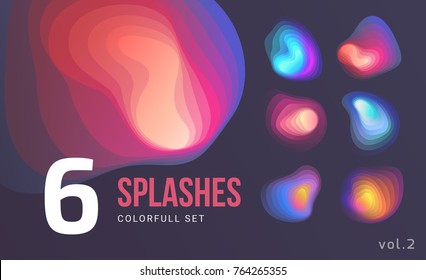 Set of colorful abstract blend shapes. Vector Illustration