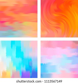 Set with colorful abstract blurred backgrounds. Vector illustration. Modern geometrical backdrop. Abstract template.