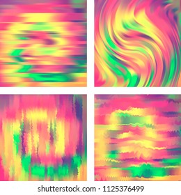 Set with colorful abstract blurred backgrounds. Vector illustration. Modern geometrical backdrop. Abstract template.