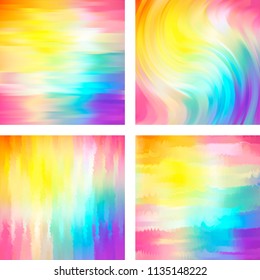 Set with colorful abstract blurred backgrounds. Vector illustration. Modern geometrical backdrop. Abstract template.