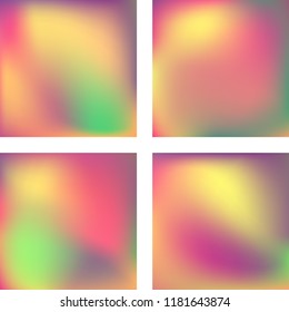 Set with colorful abstract blurred backgrounds. Vector illustration. Modern geometrical backdrop. Abstract template.