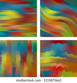 Set with colorful abstract blurred backgrounds. Vector illustration. Modern geometrical backdrop. Abstract template.
