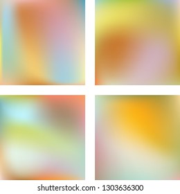 Set with colorful abstract blurred backgrounds. Vector illustration. Modern geometrical backdrop. Abstract template. Yellow, orange, white, blue colors.