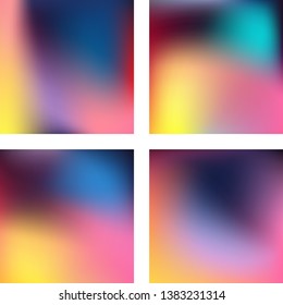 Set with colorful abstract blurred backgrounds. Vector illustration. Modern geometrical backdrop. Abstract template.