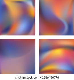 Set with colorful abstract blurred backgrounds. Vector illustration. Modern geometrical backdrop. Abstract template.