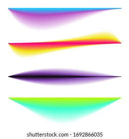 Set of colorful abstract blurred gradient lines isolated on white background. Vector design elements. Collection dynamic geometric shapes. Template for branding banner, cover, banner, poster, card.