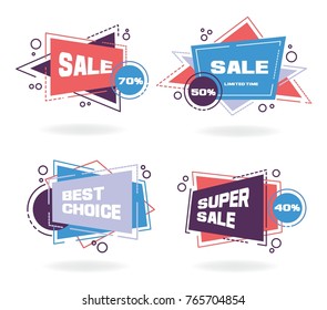 Set of colorful abstract chat label. Vector discount and promotion banners