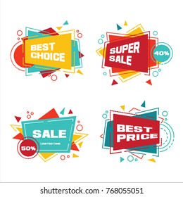 Set of colorful abstract chat label. Vector discount and promotion banners 