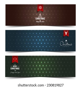 Set of colorful abstract Christmas, New Year banners. Vector