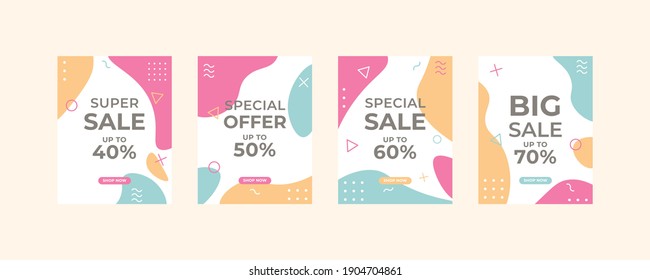 Set of colorful abstract flat flyers.