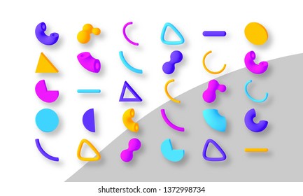 Set of colorful abstract geometric shapes. Isolated elements for design. Vector