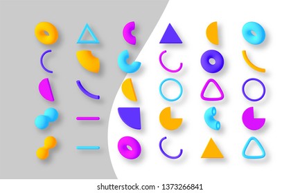 Set of colorful abstract geometric shapes. Isolated elements for design. Vector