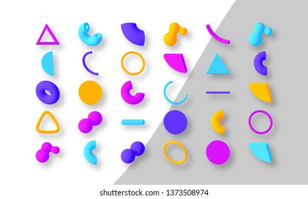 Set of colorful abstract geometric shapes. Isolated elements for design. Vector