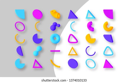 Set of colorful abstract geometric shapes. Isolated elements for design. Vector