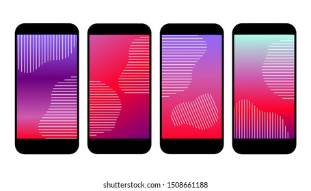 Set of colorful abstract gradient background .Modern screen vector design for mobile app.