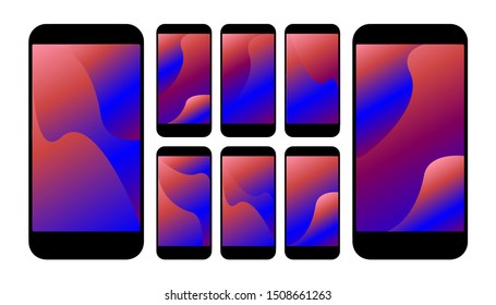 Set of colorful abstract gradient background .Modern screen vector design for mobile app.