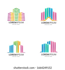 set of colorful abstract gradient building logo for your company
