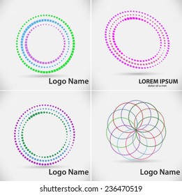Set of Colorful Abstract Halftone Logo Design Element. Vector illustration.