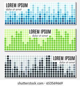 Set of colorful abstract header banners with equalizers and place for text. Vector backgrounds for web design.