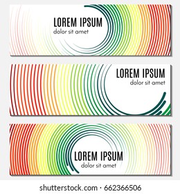 Set of colorful abstract header banners with curved lines and place for text. Vector backgrounds for web design.