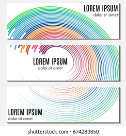 Set of colorful abstract header banners with curved lines and place for text. Vector backgrounds for web design.
