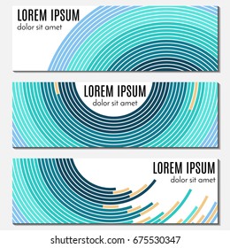 Set of colorful abstract header banners with curved lines and place for text. Vector backgrounds for web design.