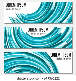 Set of colorful abstract header banners with curved lines and place for text. Vector backgrounds for web design.