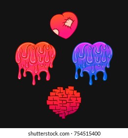 Set of colorful abstract hearts vector illustration EPS10