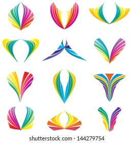 set of colorful abstract icons, nature concept logo set