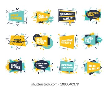 Set of colorful abstract label. Vector discount and promotion banners