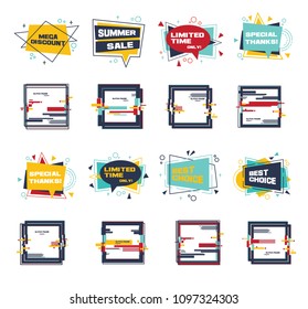 Set of colorful abstract label. Vector discount and promotion banners