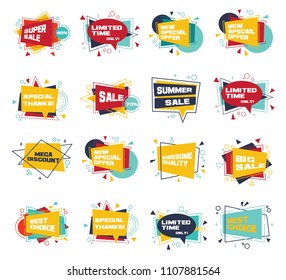 Set of colorful abstract label. Vector discount and promotion banners