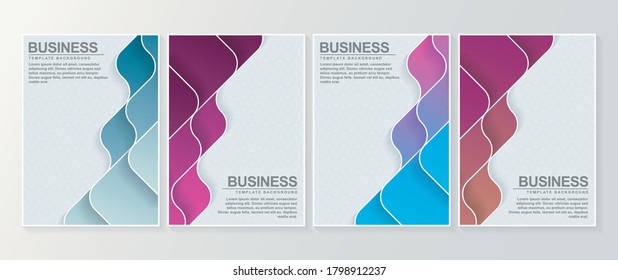 Set of colorful abstract minimal wave cover design patterns