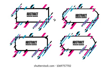 set of Colorful abstract modern banner sticker label isolated on white background