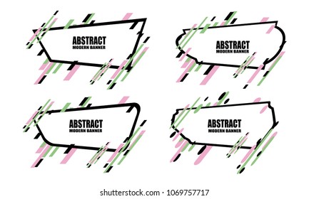 set of Colorful abstract modern banner sticker label isolated on white background