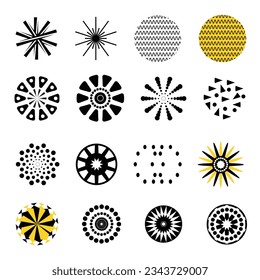 Set of colorful abstract modern circle shapes design. Abstract graphic design elements. Geometric shapes of different colors modern design style. Template ready for use in