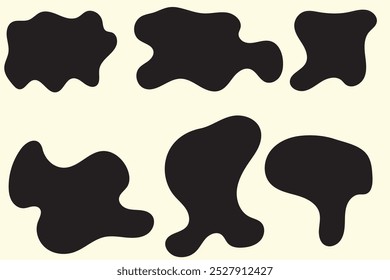 Set of colorful abstract organic shape print seamless pattern illustration in retro style. Trendy primary color background collection with creative drawing.