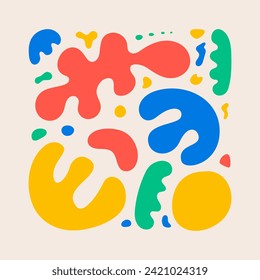 Set of colorful abstract organic shapes. Cute naive modern vector flat illustration. Matisse inspired summer art