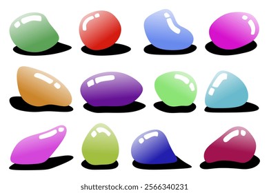 Set of colorful abstract patterns. Cartoon coral shape with light and shadow. 3d vector illustration.