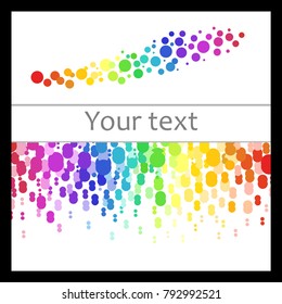 Set of colorful abstract patterns of colored dots moving down, the circles with place for your text and colorful circles vector background. Vector illustration for bright design. Modern pattern decora