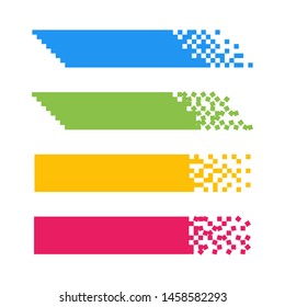 Set of colorful abstract pixel web banners for headers isolated on white.