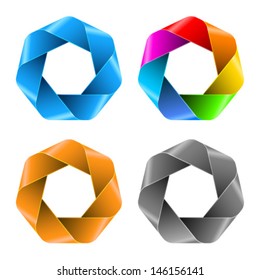 Set of Colorful Abstract Polygon icons. Vector  illustration 