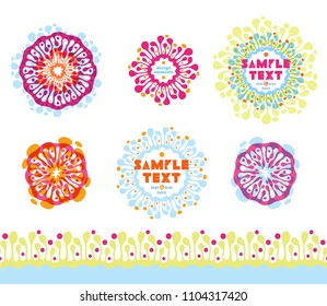 Set of colorful abstract rounded design elements