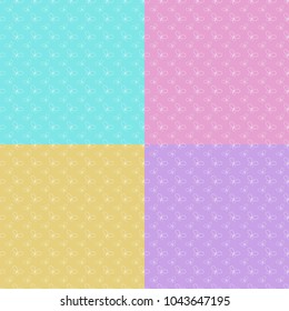 Set of colorful abstract seamless patterns with silhouettes of butterflies. Simple flat vector illustration.