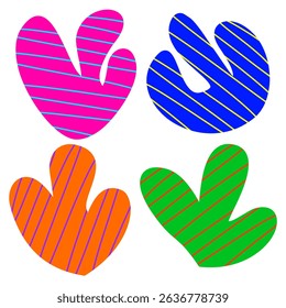 set of colorful abstract shape for sticker. Retro groovy style.